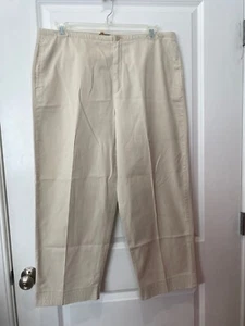 Eddie Bauer Khaki Size 18 Cropped Pants Zip pocket Cotton - Picture 1 of 7