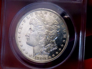 MORGAN SILVER DOLLAR 1900 ANACS MS 62 GLASSY PL OBV RARE DATE WITH MIRRORS - Picture 1 of 5