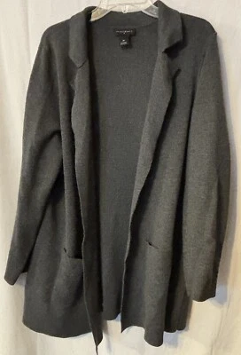 Investments Women's Open Front Cardigan Sweater Long Sleeve Pockets Gray 1X - Image 1 of 4
