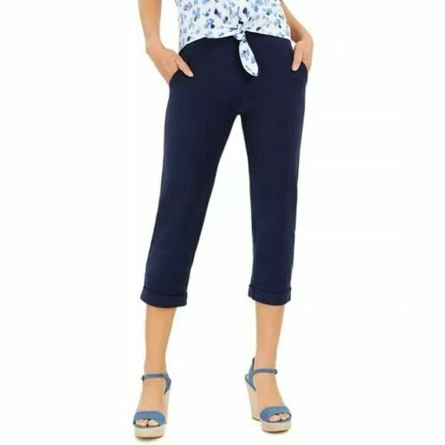 Michael Kor True Navy Cropped Cuffed Knit Side Pockets Pull-on Pants Size 3X - Image 1 of 1