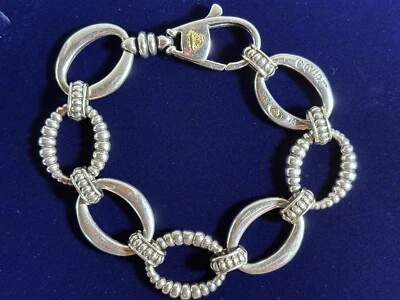 Lagos Caviar Bracelet Sterling Silver & 18kt Gold ~ 7.5"  classic link 40 grams - Image 1 of 4