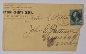CHARLOTTE MICHIGAN ca. 1880er Einband gedruckt Return Corner to MARSHALL MICHIGAN - Bild 1 von 2
