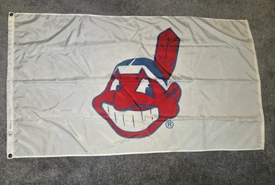 Vintage Cleveland Indians Chief Wahoo Emerson USA Flag-Very Rare 5 Ft X 3 Ft - Image 1 of 4