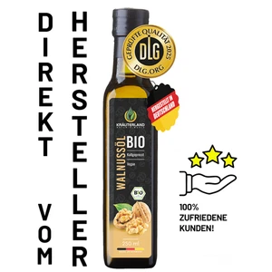 KRÄUTERLAND Bio Walnussöl 250ml, nativ, kaltgepresst, vegan, nussig aromatisch - Bild 1 von 12