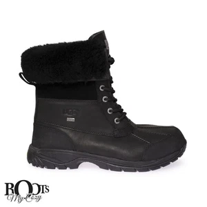 BOTAS UGG BUTTE NEGRAS IMPERMEABLES CUERO INVIERNO NIEVE HOMBRE TALLA US 7.5 NUEVAS - Imagen 1 de 6