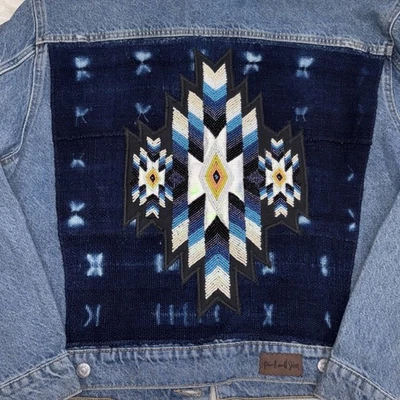 LEVI’S Denim Jacket Women’s Hand Beaded Pink Silver Classic Western NWT XL $259 - Image 1 of 3