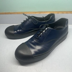 Prada Men's Blue Brushed Spazzolato Leather Sneaker 2EG221 US 9.5 Cap Toe Lace - Picture 1 of 24