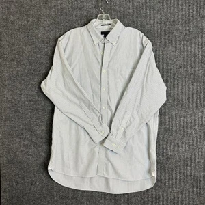 Land's End Mens Supima No Iron Oxford Shirt Size 17-33 Striped Long Sleeve - Picture 1 of 9