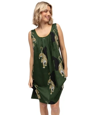 Cyberjammies Olive Nightdress Leopard Print Womens Comfortable Nightwear 5004 - Image 1 of 4