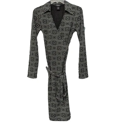 🖤 Винтажный экспресс геометрический надежном платье черный белый 70-х мод стиль женщин 3/4 XS - Изображение 1 из 4