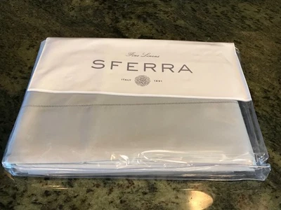 Sábana plana de algodón percal Sferra CELESTE KING 114 X 114 (HIELO) NUEVA EN PAQUETE Foto 1 de 4