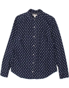NAUTICA Womens Shirt UK 14 Medium Navy Blue Floral Cotton IR03 - Picture 1 of 3
