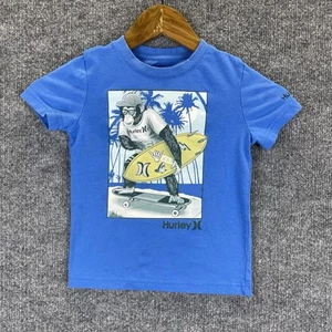 HURLEY Graphic T-Shirt Boys XS 3-4 Years Blue Short Sleeve Summer Beach - Picture 1 of 10