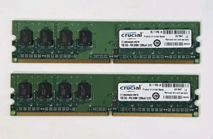 Crucial Micron 2GB (1GBx2) CT12864AA800.M8FM DDR2 DIMM 128Mx64 Ram Memory - Picture 1 of 4