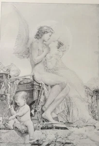 CUPID AND PSYCHE (Metamorphoses by Apuleius) Art by Paul Baudry 1902 Print - Picture 1 of 3
