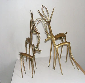Esculturas de impala de latón de arte tribal africano vintage - Imagen 1 de 14
