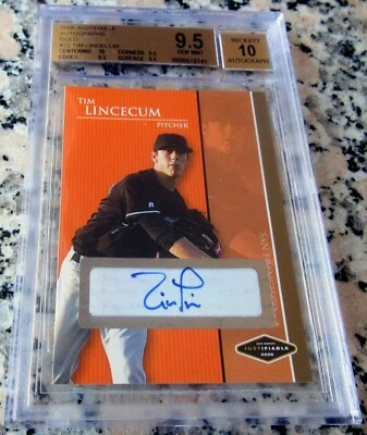TIM LINCECUM 2006 Justifiable GOLD SP Auto 11/50 Rookie Card RC BGS 9.5 10 RARE - Image 1 of 2