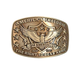 America's Freedom Gürtelschnalle 2nd Amendment Antik Silber Adler Schild Sterne - Bild 1 von 3