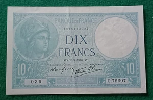 Billet 10 Fr Minerve 26-9-1940 Fay 7/15 - SUP+ - Imagen 1 de 2