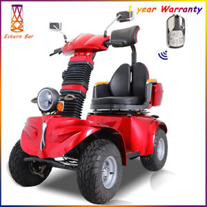 Heavy Duty 4-Wheel Mobility Scooter 31 Miles 3-Speed 1000W 500lbs Capacity Red
