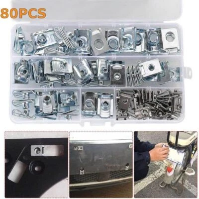 80 x Blechmuttern Schnappmutter Sortiment Set Blechschrauben Gewinde Clip Mutter - Bild 1 von 4
