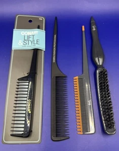 4Pcs/Set Black Gray Pro Salon Hair Styling Hairdressing Plastic Brush Combs - Picture 1 of 7