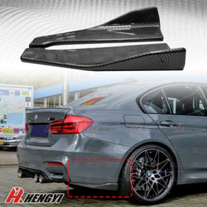 Carbon Look Rear Bumper Winglet Side Skirt Splitter Fit 15-18 BMW F80 M3 F82 F83 - Picture 1 of 9