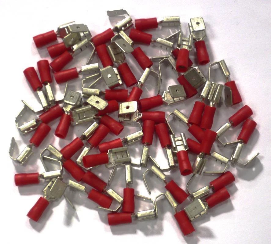 OC-PRO COSSES ELECTRIQUES ISOLEES A SERTIR DOUBLES ROUGES 6.3 - SACHET DE 50