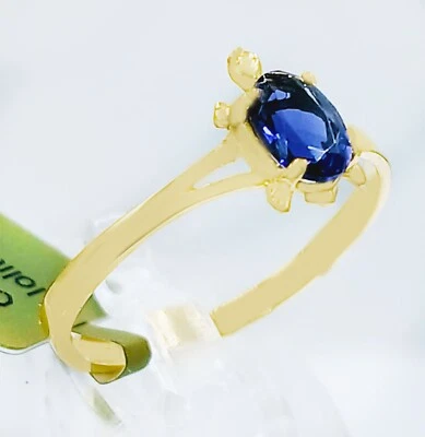 GENUINE 0.72 Cts IOLITE TURTLE RING 10K SOLID YELLOW GOLD-Free Appraisal Service - Image 1 of 4