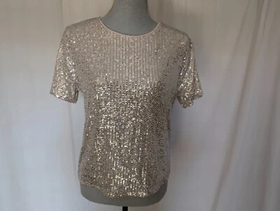 Blusa Formal De Colección BlackTop Iridiscente Champaign Lentejuelas Brillantes Talla Pequeña Foto 1 de 4