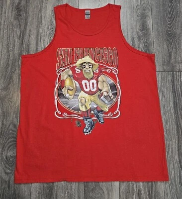 Camiseta sin mangas San Francisco 49ers Prospecter con estampado gráfico roja para hombre talla 3XL Gildan Foto 1 de 4