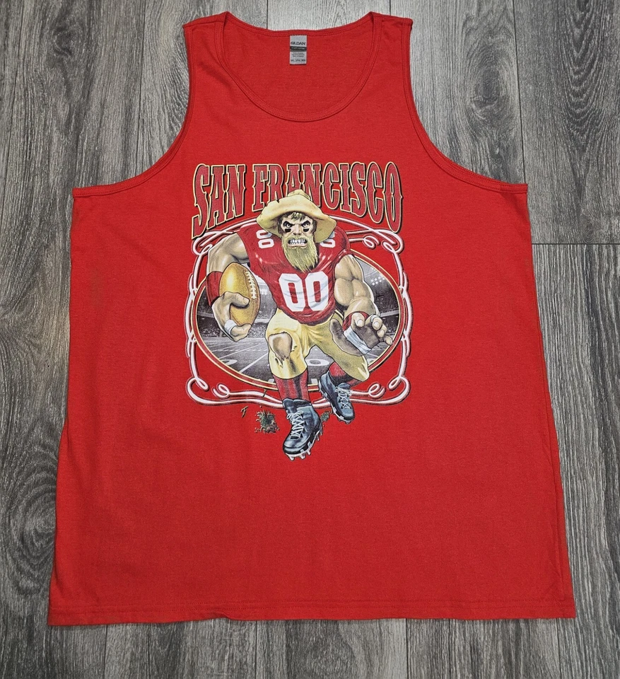 Camiseta sin mangas San Francisco 49ers Prospecter con estampado gráfico roja para hombre talla 3XL Gildan Foto 1 de 4