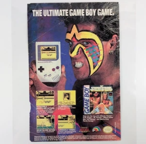 Vintage 1991 WWF Superstars Laminated Game Boy Ad - Wrestling Retro Display - Picture 1 of 9