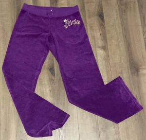 Juicy Couture Purple 1990’s Vintage Velour Pants low rise Small Flare Y2K jlo - Picture 1 of 12