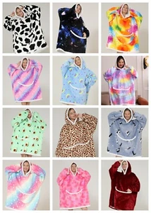 Sudadera con capucha de gran tamaño para adultos manta portátil Sherpa sudadera larga suave polar - Imagen 1 de 27