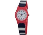Q&Q VP47J031Y 24mm Red Analogue Resin Zebra Stripe Band 100m WR Watch for Kids