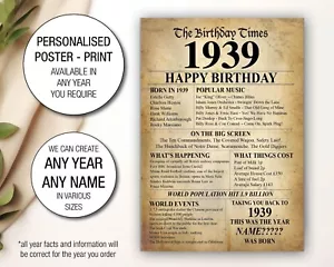 85 ° 1938 regalo regalo di compleanno personalizzato stampa poster indietro nella pietra miliare 36 - Foto 1 di 2