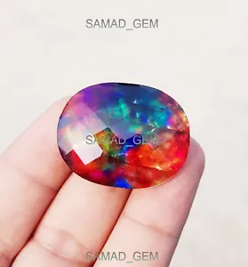 HUGE 57 Ct Ammolite Opal-like Doublet Rare Oval Checkerboard Table gemstone - Picture 1 of 5