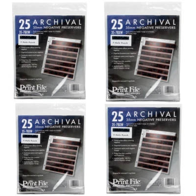 100x Printfile Archival Storage Sheets 35mm 135 Negative Page Preservers 35-7BXW - Image 1 of 4