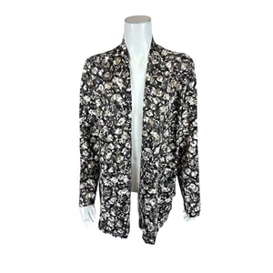 Isaac Mizrahi Floral Printed Long Cardigan with Side Slits Black X-Large Size - Picture 1 of 2