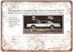 Vintage 1978 Continental Mark V by Lincoln Auto Ad Retro Look Metal Sign A4437 - Picture 1 of 2