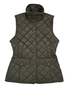 Polo Ralph Lauren Quilted Vest Women’s Small Green Corduroy Trim Pony Logo NWT - Picture 1 of 9