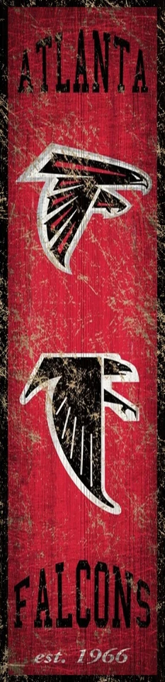 Atlanta Falcons Heritage Banner Retro Logo Holzschild Neu 6" X 24" Wand Est 1966 - Bild 1 von 1