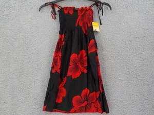 FAVANT SPAGHETTI STRAP GIRLS SUNDRESS SZ 4 BLACK WITH RED HIBISCUS FLORAL NWT - Picture 1 of 7
