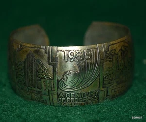 PULSERA BRAZALETE RECUERDO FERIA MUNDIAL 1933 VINTAGE - SIGLO DE PROGRESO - Imagen 1 de 9