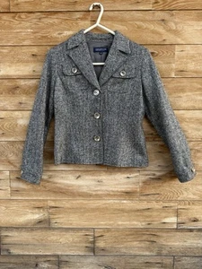 Jones New York Blazer Damen 4p Jacke Metallic Knopf Karriere klassisch gefüttert grau - Bild 1 von 9