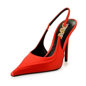 Versace Damen Satin & Leder High Heel Slingback Pumps Schuhe US 7 IT 37 - Bild 1 von 8