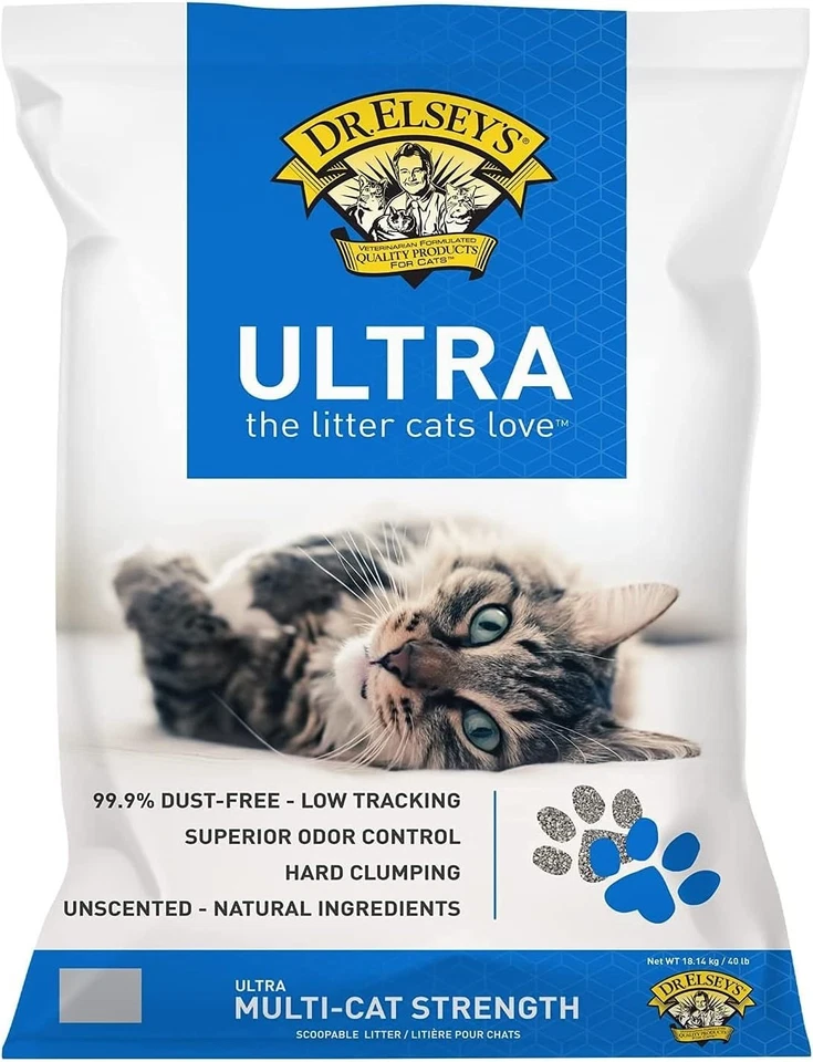 Areia aglomerada ultra sem perfume para gatos Dr. Elsey's 40 lb. Bolsa - Imagem 1 de 1