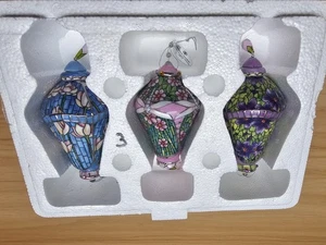 BRADFORD EXCHANGE MEADOW DAY-L'ERA DI LOUIS TIFFANY ORNAMENTO COLLEZIONE SET 3 - Foto 1 di 7