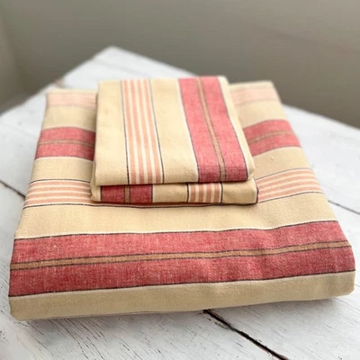 Capa de edredom RARA Pottery Barn PAOLO listrada linho QUEEN e 2 fronhas de travesseiro PADRÃO - Imagem 1 de 4